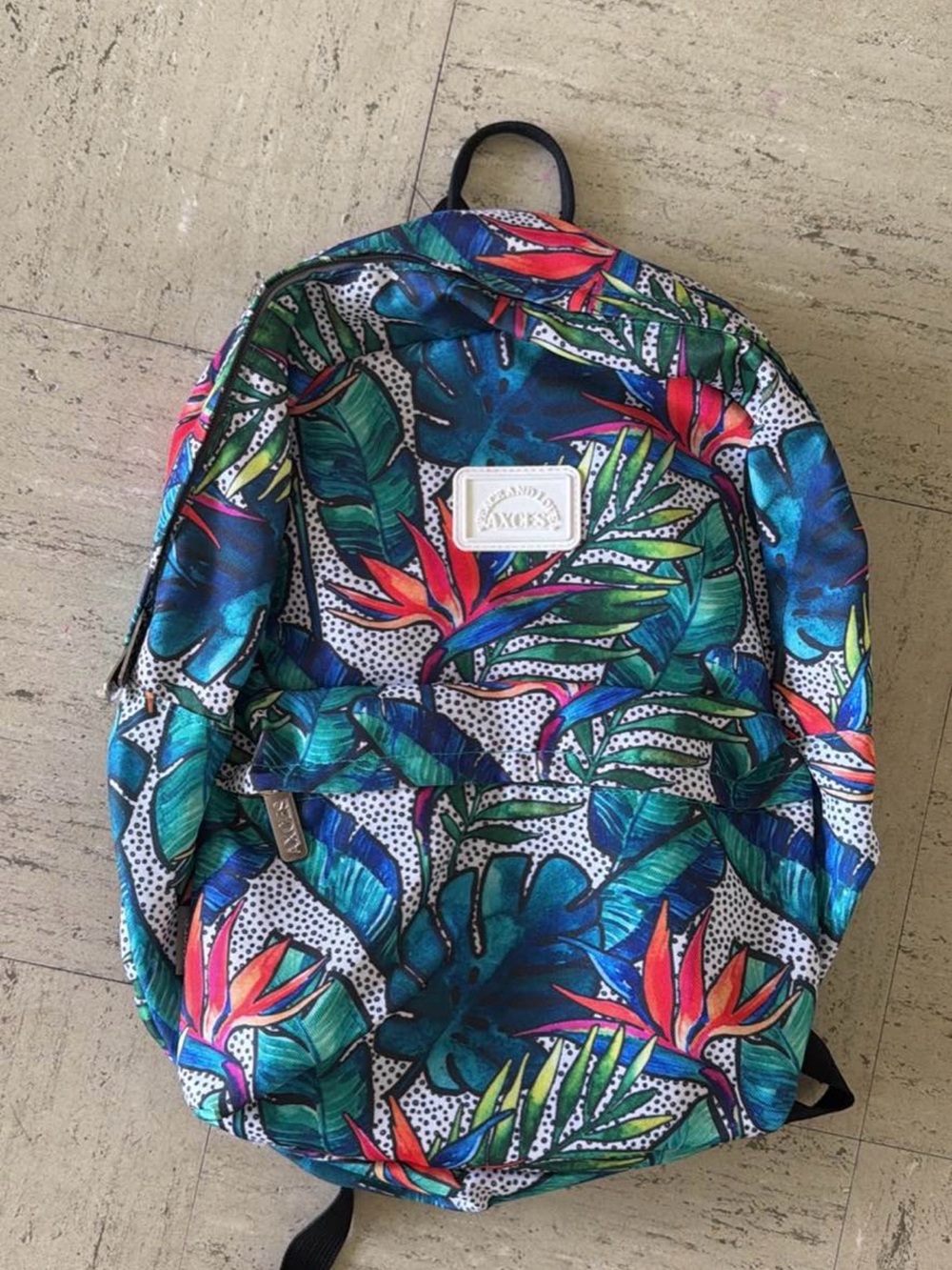 AXCES Tropical Leaf Print Backpack Pre Owned